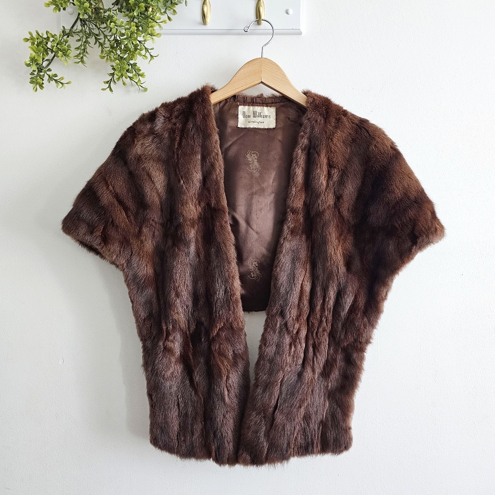 Vintage Mink Stole Capelet Brown New Williams Birmingham Old Hollywood